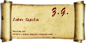 Zahn Gyula névjegykártya